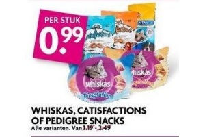 whiskas catisfactions of pedigree snacks