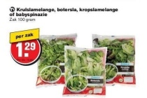 krulslamelange botersla kropslamelange of babyspinazie