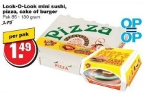 look o look mini sushi pizza cake of burger