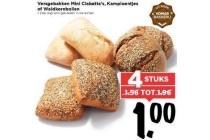 versgebakken mini ciabatta s kampioentjes of waldkornbollen