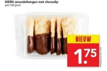 deen amandeltongen met chocodip