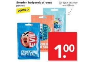 smurfen badparels of zout