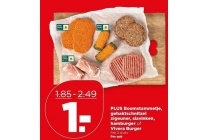 plus boomstammetje gehaktschnitzel zigeuner slavinken hamburger vivera burger