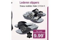 lederen slippers