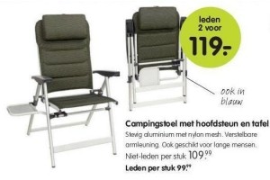 campingstoel met hoofdsteun en tafel