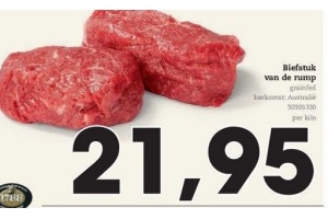 biefstuk van de rump nu eur21 95 per stuk