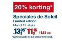 20 korting op speciales de soleil oesters