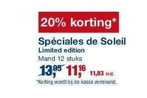 20 korting op speciales de soleil oesters
