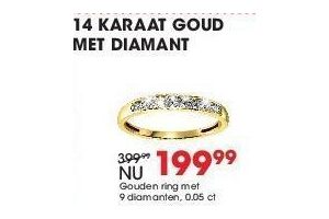 gouden ring met 9 diamanten