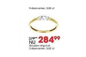 gouden ring met 3 diamanten