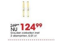 gouden oorbellen met 2 diamanten