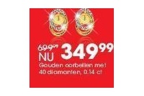 gouden oorbellen met 40 diamanten