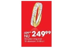 gouden kring met 10 diamanten