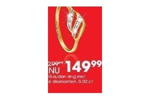 gouden ring met 6 diamanten