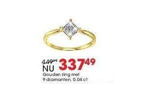 gouden ring met 9 diamanten