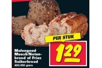 molengoud muesli notenbrood of fries suikerbrood