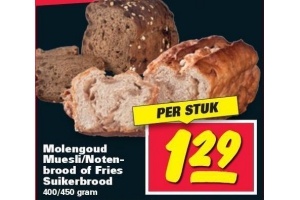 molengoud muesli notenbrood of fries suikerbrood