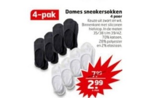 dames sneakersokken 4 paar