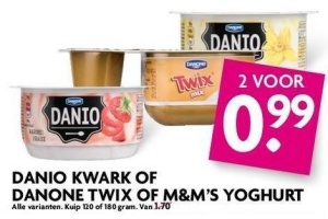danio kwark of danone twix of m en m s yoghurt
