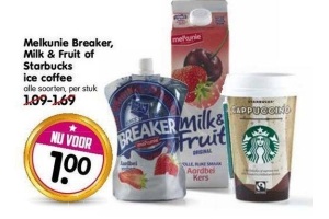 melkunie breaker milk en fruit of starbucks ice coffee