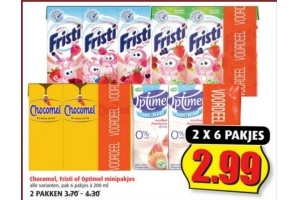 chocomel fristi of optimel minipakjes