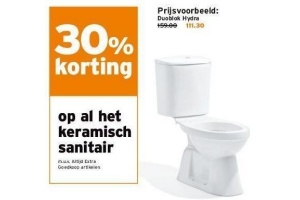 30 korting op al het keramisch sanitair