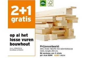 2 1 gratis op al het losse vuren bouwhout