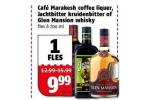 cafe marakesh coffee liquer jachtbitter kruidenbitter of glen mansion whisky