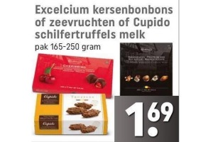 excelcium kersenbonbons of zeevruchten of cupido schilfertruffels melk