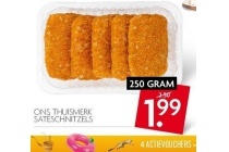 ons thuismerk sateschnitzels
