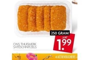 ons thuismerk sateschnitzels