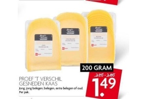 proef t verschil gesneden kaas