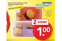 g woon witte baguettes 2 stuks of kaiserbroodjes 4 stuks