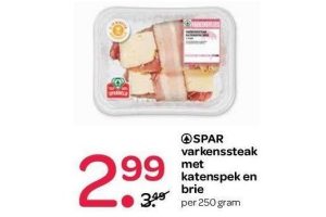 spar varkenssteak met katenspek en brie