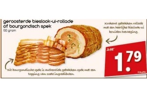 geroosterde bieslook ui rollade of bourgondische spek