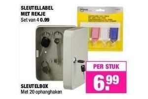 sleutelbox en sleutellabel met rekje