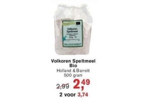 volkoren speltmeel bio holland en barrett 500 gram