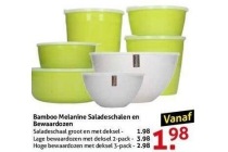 bamboo melanine saladeschalen en bewaardozen