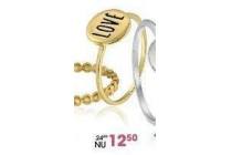 zilveren ring goldplated disc love