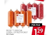proef t verschil ossen of filetworst