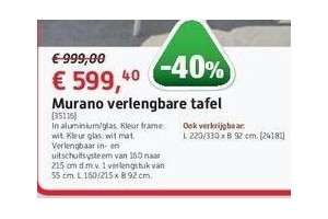 murano verlengbare tafel