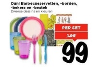 duni barbecueservetten borden bekers en bestek