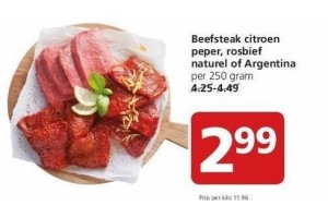 beefsteak citroen peper rosbief naturel of argentina