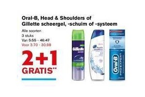 oral b head en shoulders of gillette scheergel schuim of systeem