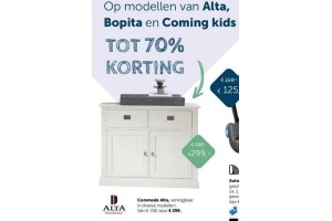 op modellen van alta bopita en coming kinds tot 70 korting