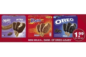 mini milka daim of oreo ijsjes