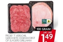 proef t verschil gerookte ossenworst of slagers grillham