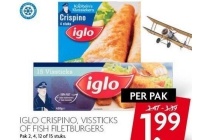 iglo crispino vissticks of fish filetburgers