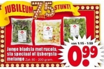 jonge bladsla met rucola sla speciaal of ijsbergsla melange