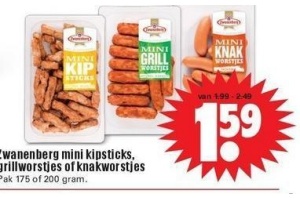 zwanenberg mini kipsticks grillworstjes of knakworstjes